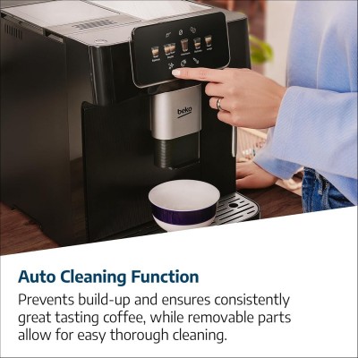 Кавомашина Beko 2.0л, зерно, ручний капучинатор, авторецептів - 5, чорний