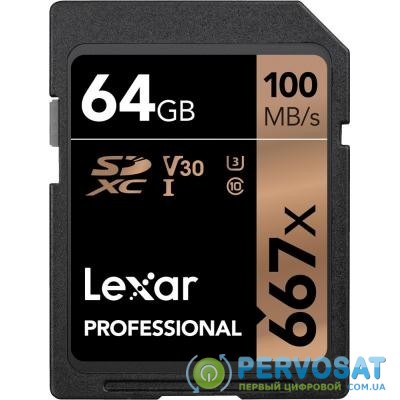 Карта памяти Lexar 64GB SDXC class 10 UHS-I U3 V30 667x Professional (LSD0667064G-BNNNG)