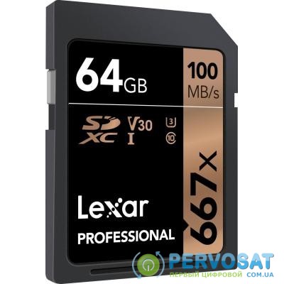 Карта памяти Lexar 64GB SDXC class 10 UHS-I U3 V30 667x Professional (LSD0667064G-BNNNG)