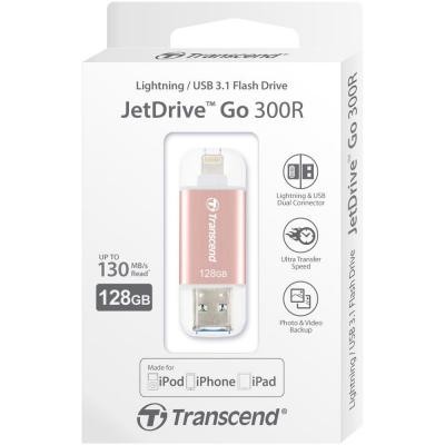 USB флеш накопитель Transcend 128GB JetDrive Go 300 Rose Gold USB 3.1/Lightning (TS128GJDG300R)