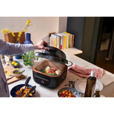 Мультипіч Russell Hobbs SatisFry Air&amp;Grill, 1745Вт, чаша-5.5л, сенсорне керув., алюміній/пластик,чорно-помаранчевий