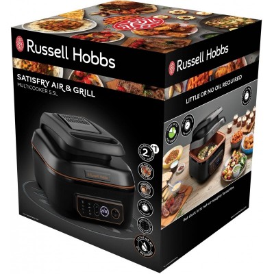 Мультипіч Russell Hobbs SatisFry Air&amp;Grill, 1745Вт, чаша-5.5л, сенсорне керув., алюміній/пластик,чорно-помаранчевий