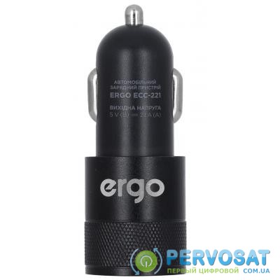 Зарядное устройство Ergo 2.1A 2xUSB Car Charger (Black) (EСC-221 (B))