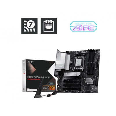 Материнcька плата MSI PRO B850M-P WIFI sAM5 B850 4xDDR5 M.2 HDMI DP WiFi BT mATX