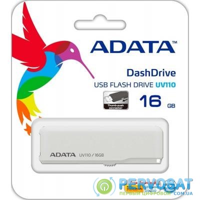 USB флеш накопитель ADATA 16GB UV110 White USB 2.0 (AUV110-16G-RWH)