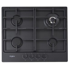 Варильна поверхня Whirlpool газова, 60см, чавун, конфорка з подвійним рядом полум'я, чорний