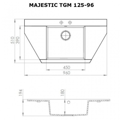 Мийка кухонна PERFELLI MAJESTIC TGM 125-96 WHITE