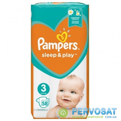 Подгузник Pampers Sleep & Play Midi Размер 3 (6-10 кг), 58 шт (4015400224211)