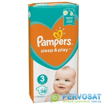 Подгузник Pampers Sleep & Play Midi Размер 3 (6-10 кг), 58 шт (4015400224211)