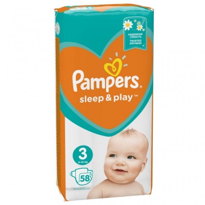 Подгузник Pampers Sleep & Play Midi Размер 3 (6-10 кг), 58 шт (4015400224211)