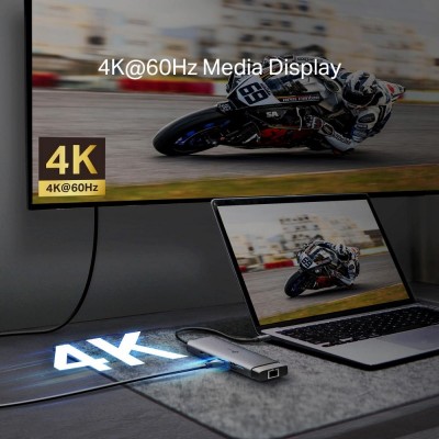 Хаб USB TP-LINK UH9120C USB-C > 3xUSB3.0/1xUSB-C/xHDMI/1xRJ45/1xSD/1xmicroSD/1xPD 100Wh