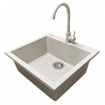 Мийка кухонна Adamant Univer, штучний камінь, квадрат, без крила, 560х500х200мм, чаша - 1, врізна, Avena