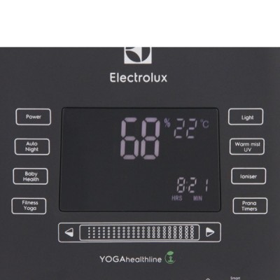 Зволожувач повітря Electrolux YOGAhealthline EHU-3810D 6.3 л, 50 м2, 550 мл/г, ультразвуковий, гігростат, аромакапсула, УФ лампа, стерилізація пари, підсвічування, чорний