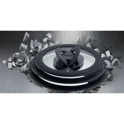 Набір скляних кришок Tefal Ingenio, 16см, 18см, 20см, скло, пластик, чорний