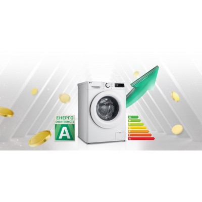 Пральна машина LG фронтальна, 8кг, 1200, A, 48см, дисплей, пара, інвертор, білий