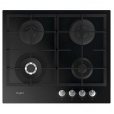 Варильна поверхня Whirlpool газова, 60см, чавун, конфорка з подвійним рядом полум'я, чорний