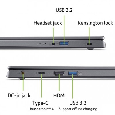 Ноутбук Acer Aspire 15 A15-51M 15.6" FHD IPS, Intel i9-13900H, 32GB, F1TB, UMA, Lin, сірий