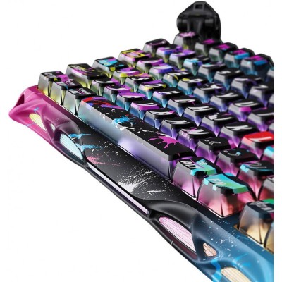 Клавіатура механічна GravaStar Mercury V75 Pro 80keys, Magnetic Jade Gaming, 8K, USB-A, RGB, Neon Graffiti