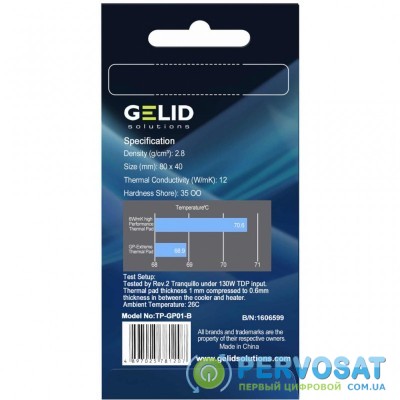 Термопрокладка Gelid Solutions GP-Extreme 80x40x3.0 mm (TP-GP01-E)