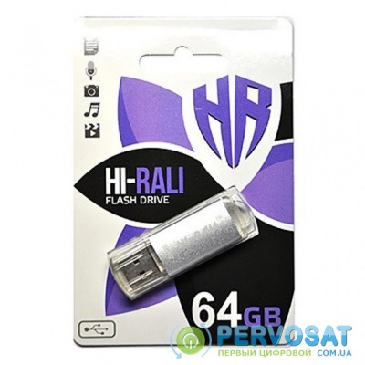 USB флеш накопитель Hi-Rali 64GB Rocket Series Silver USB 2.0 (HI-64GBVCSL)