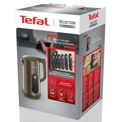 Електрочайник Tefal Selection 1.7л, з подвійними стінками, 6 темп.реж, підтримка температури, сенc. управління, бронзовий Електрочайник Tefal Selection 1.7л, з подвійними стінками, 6 темп.реж, підтримка температури, сенc. управління, бронзовий