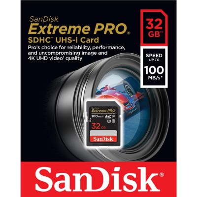Карта пам'яті SanDisk SD 32GB C10 UHS-I U3 R100/W90MB/s Extreme Pro V30