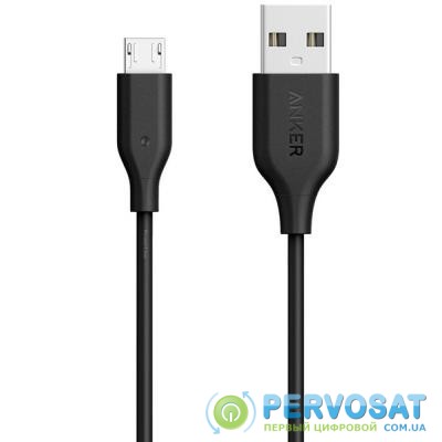 Дата кабель USB 2.0 AM to Micro 5P 0.9m V3 Powerline Black Anker (A8132H12)