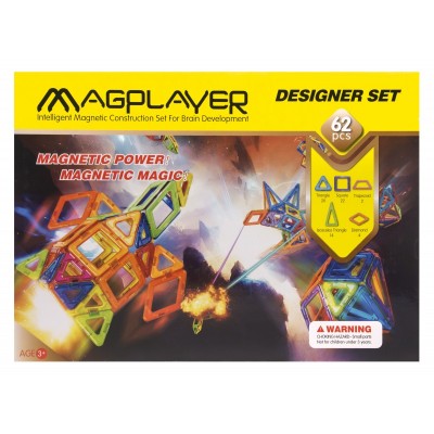 Конструктор Magplayer магнітний набір 62ел