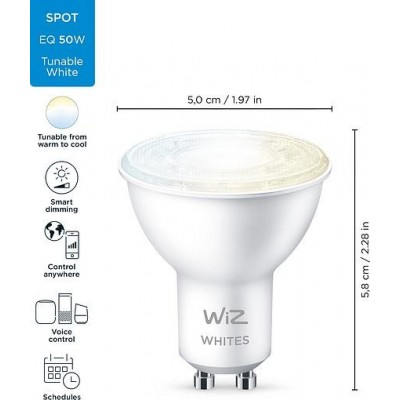 Керована по WiFi лампа WiZ GU10 4.7W(50W 400Lm) 2700-6500K Wi-Fi