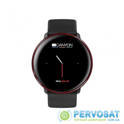 Смарт-часы Canyon CNS-SW75BR black-red body with extra black leather belt (CNS-SW75BR)