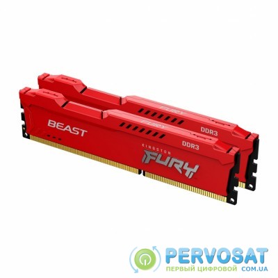 Модуль памяти для компьютера DDR3 8GB (2x4GB) 1866 MHz Fury Beast Red HyperX (Kingston Fury) (KF318C10BRK2/8)