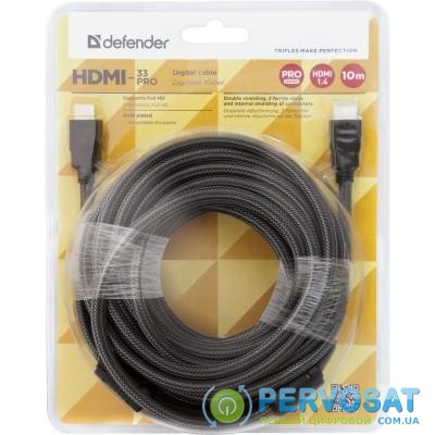Кабель мультимедийный HDMI to HDMI 10.0m HDMI-33PRO v1.4 Defender (87435)