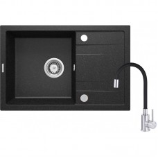 Набір для кухні Deante Corio, гранітна мийка ZRC_2113 + зміш. BME_024N, графіт-сталь-чорний Набір для кухні Deante Corio, гранітна мийка ZRC_2113 + зміш. BME_024N, графіт-сталь-чорний