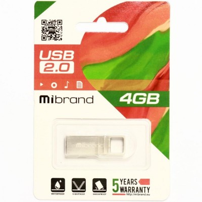 USB флеш накопитель Mibrand 4GB Shark Silver USB 2.0 (MI2.0/SH4U4S)