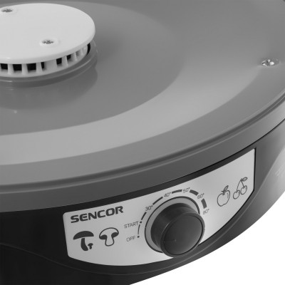 Сушка для продуктів Sencor SFD3109BK, 250Вт, 9 піддонів, вис 1,3см, діаметр 33 см, рег. темп, чорний