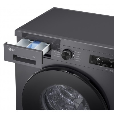 Пральна машина LG фронтальна, 7кг, 1200, A, 44см, дисплей, пара, інвертор, чорний