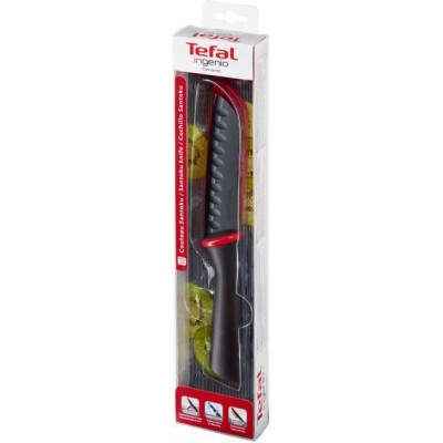 Кухонний ніж Сантоку Tefal Ingenio Ceramic Black, довжина леза 13 см, кераміка, чохол