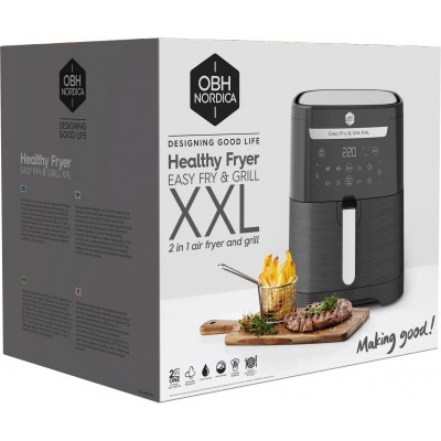 Мультипіч OBH Nordica EasyFry&Grill XXL, 1830Вт, чаша-6.5л, сенсорне керув., від 40°C до 200°C, пластик, чорний