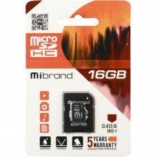 Карта пам'яті Mibrand 16GB microSDHC class 10 UHS-I (MICDHU1/16GB-A) Карта пам'яті Mibrand 16GB microSDHC class 10 UHS-I (MICDHU1/16GB-A)