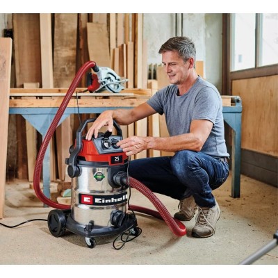 Пилосос професійний Einhell TE-VC 2580 SACL 1100Вт 200мбар контейнер 25л 230В/2200Вт вологе/сухе прибирання 6.9кг