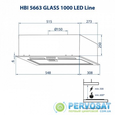 Вытяжка кухонная MINOLA HBI 5663 IV GLASS 1000 LED Line