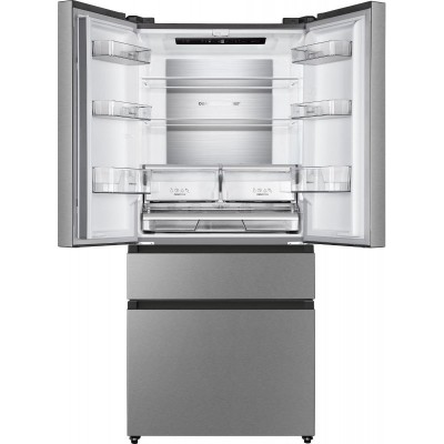 Холодильник SBS Gorenje NRM8181UX, франц.дверцята, 182x80x71см, 2 дв., Х- 299л, М- 122л, A+, NF,  Інвертор, Дисплей, Сірий
