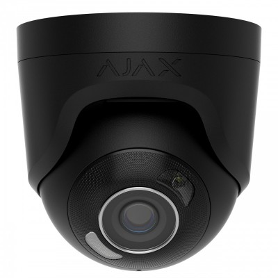 IP-Камера дротова Ajax TurretCam HL black, 8мп, 4мм, гібридне підсвічування IR 50м, білий Led 50м, Poe, True WDR, IP 65, ІЧ 50м, аудіо, 75° до 85°, купольна, чорна