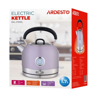Електрочайник Ardesto EKL-F500L, 1.7л, метал, мат, Otter, ліловий