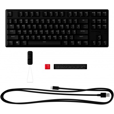 Клавіатура механічна HyperX Alloy Origins Core PBT, 87key, Red, USB-A, ENG/UA, RGB, чорний