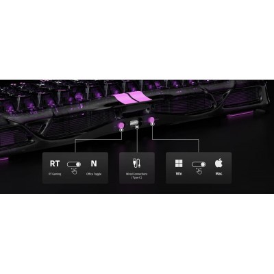 Клавіатура механічна GravaStar Mercury V75 Lite 80keys, Magnetic Blackcore, USB-A, RGB, Transparent Black