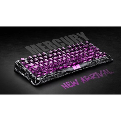 Клавіатура механічна GravaStar Mercury V75 Lite 80keys, Magnetic Blackcore, USB-A, RGB, Transparent Black