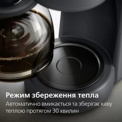 Кавоварка Philips крапельна Essentials Collection, 1.38л, мелена, підтримка температури, темно-сірий