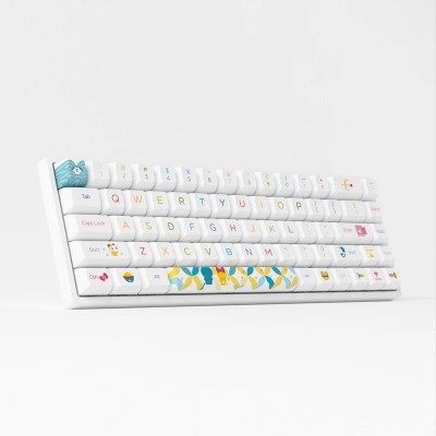 Клавіатура механічна Akko 3068B Doraemon Rainbow 68Key, CS Jelly Pink, BT/WL/USB-A, EN/UKR, RGB, Білий