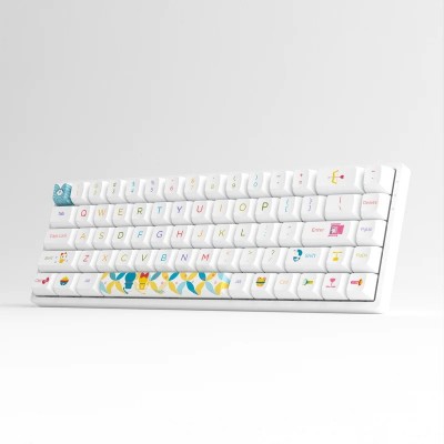 Клавіатура механічна Akko 3068B Doraemon Rainbow 68Key, CS Jelly Pink, BT/WL/USB-A, EN/UKR, RGB, Білий